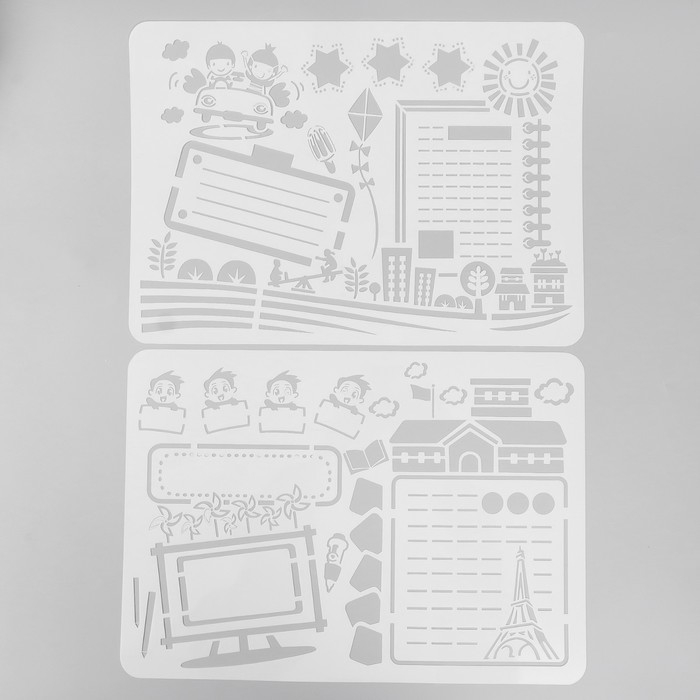 Трафарет Трафарет "Познавая мир" со строчками набор 6 шт 27х38,5 см