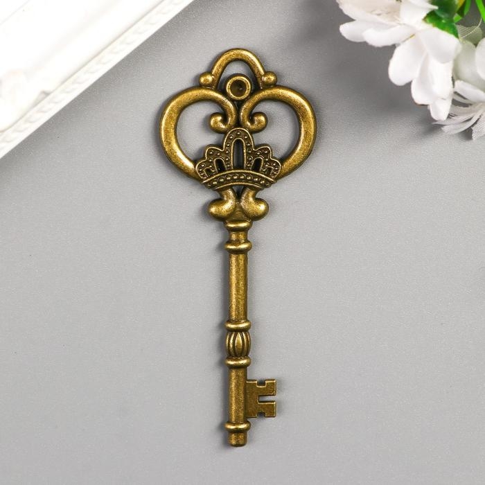 Декор металл для творчества Декор металл для творчества "Ключ с короной" под латунь (G0111) 8х3 см