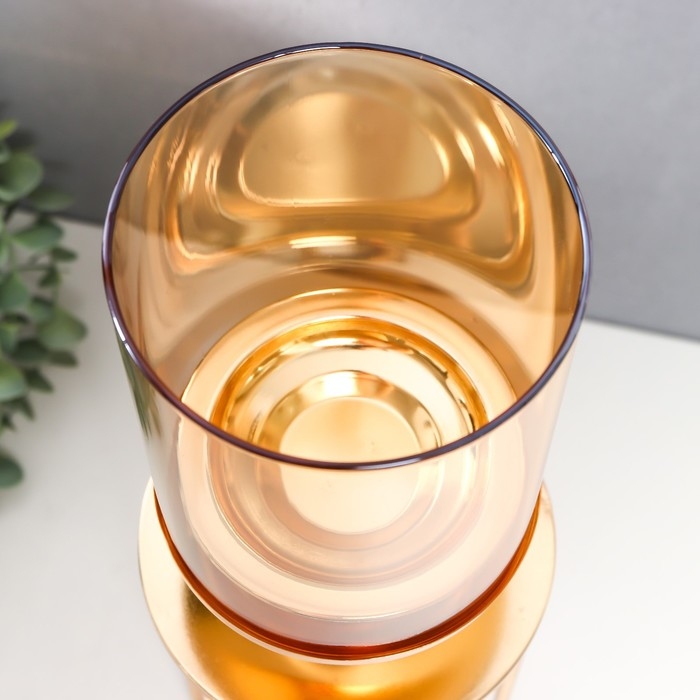 Подсвечник металл, стекло на 1 свечу Подсвечник металл, стекло на 1 свечу "Хемена" d-5 см, золото 12х12х42,5 см