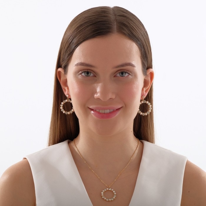 Гарнитур 2 предмета: серьги, кулон «Бонтон», цвет МИКС, 43 см