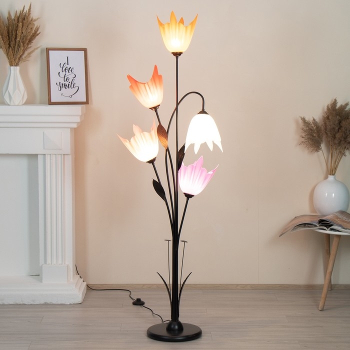 Торшер  Торшер "Аделла" 5хЕ27 15Вт черный h.145 см