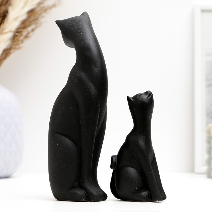 Фигура Фигура "Котики" черные, набор 2шт, 16/10см