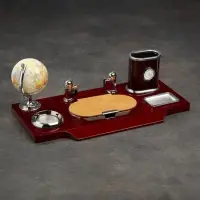 Набор настольный, органайзер 7 в 1, часы, лок для бумаги, визитница, глобус, подставка для печати, карандашница, 40&times;20&times;17, МИКС