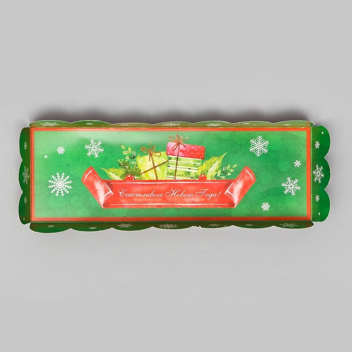 Кондитерская упаковка под рулет  Кондитерская упаковка под рулет "Счастливого Нового года", 22,5 х 7,8 х 7,8 см