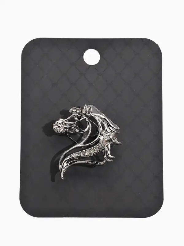 Брошь "Лошадь" изящная, цвет белый в серебре