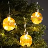 Набор ёлочных шаров &laquo;Золотистые грани&raquo;, 3 шт., d=7 см, 3 LED, от батареек AG13&times;9, свечение тёплое белое