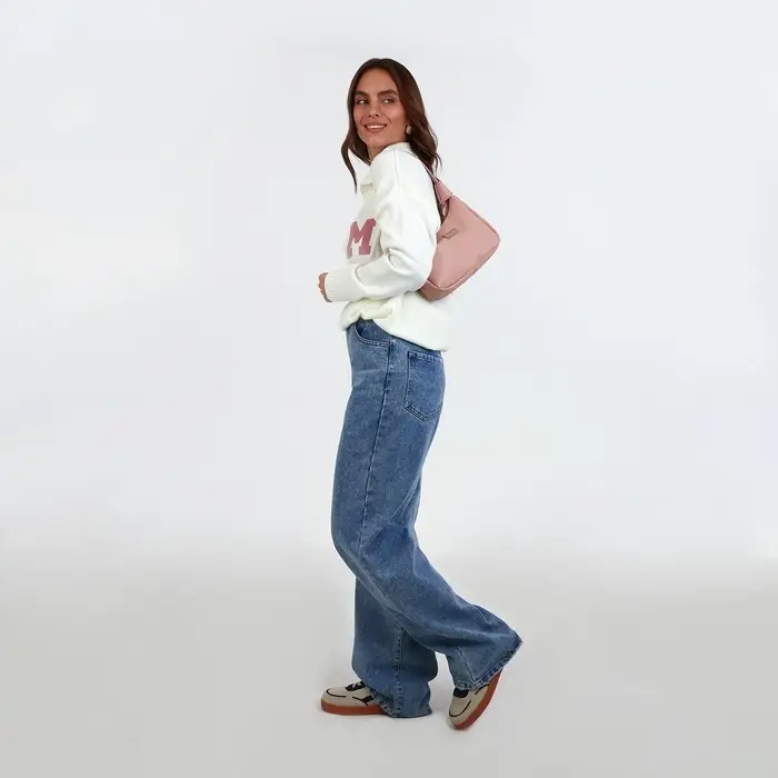 Сумка женская багет на молнии, 25&times;7&times;13.5 см, розовая