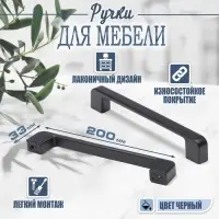Ручка-скоба CAPPIO FREEDOM, м/о 128 мм, чёрная, 10 шт.