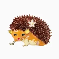 Брошь &laquo;Ежик&raquo; с цветами, цвет коричнево-оранжевый в золоте