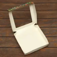 Коробка складная, подарочная новогодняя с окном Merry christmas 20×20×4 см