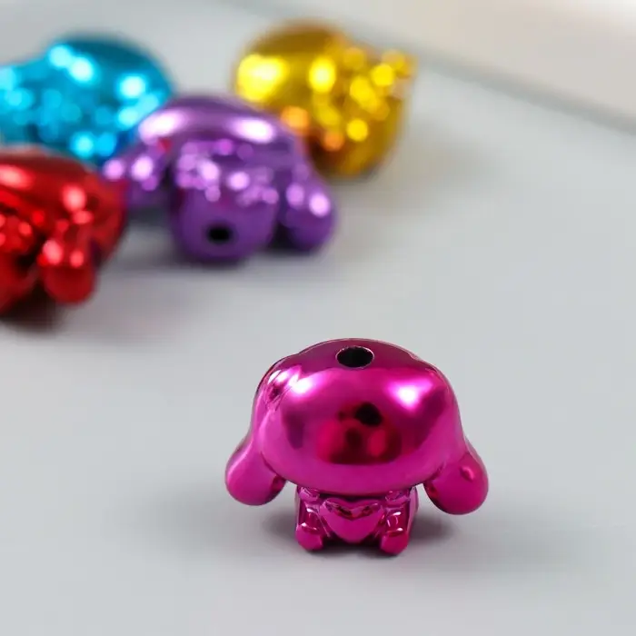 Бусина для творчества пластик "Зайчик глянцевый металлик" МИКС 2,1х1,6х1,3 см