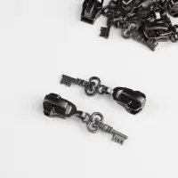 Бегунок для металлической молнии, №5, &laquo;Ключ&raquo;, 10 шт., цвет чёрный никель