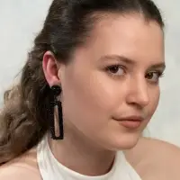 Серьги металл &laquo;Карибы&raquo;, длинный прямоугольник, чёрные