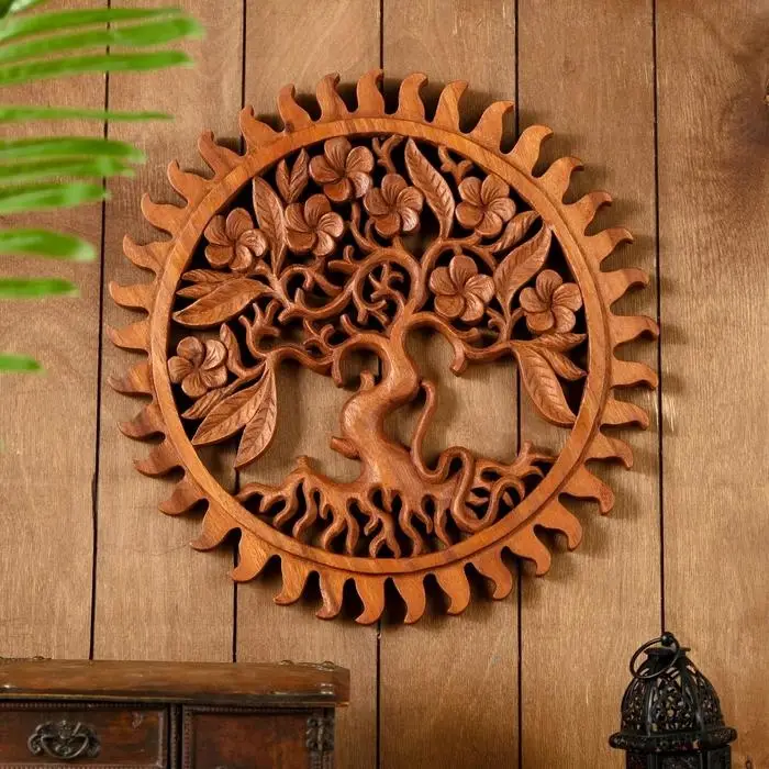 Панно резное дерево  Панно резное дерево "Райское дерево" 40х40х2 см