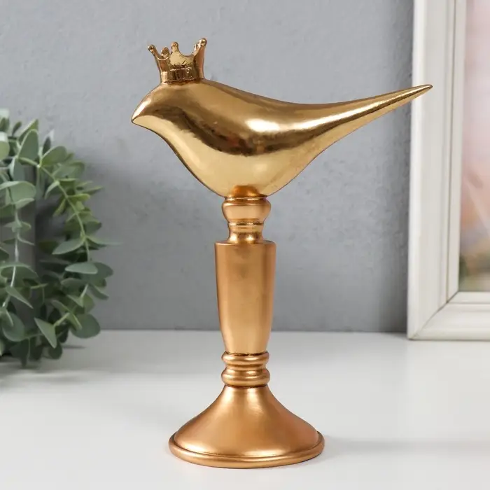 Фигура полистоун &laquo;Птица в короне&raquo;, золотая, 14.3&times;8&times;20 см