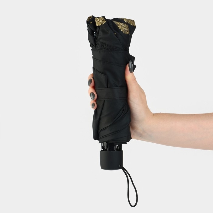 Зонт женский механический «Золотые перья», 8 спиц, d=95, цвет чёрный Зонт женский механический «Золотые перья», 8 спиц, d=95, цвет чёрный