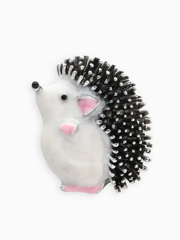 Брошь-кулон &laquo;Ёжик мечтатель&raquo;, белый, розовый в чернёном в серебре