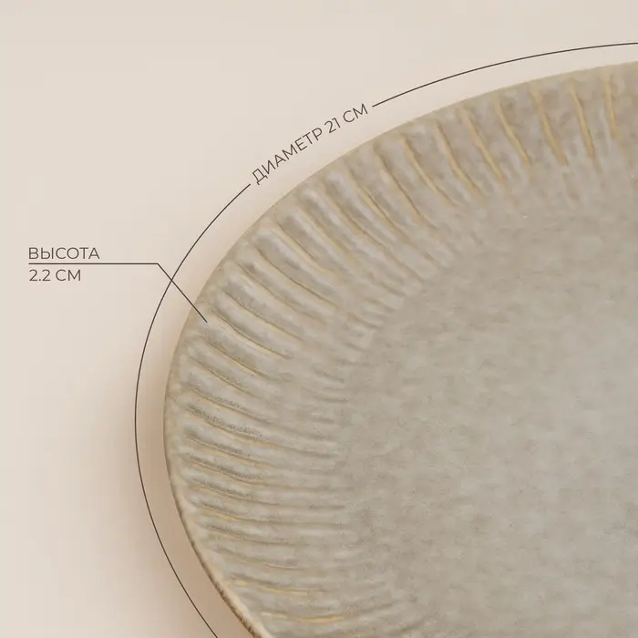 Тарелки SL Home &laquo;Монти&raquo;, d=21 см, набор 2 шт., фарфор, серые