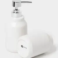 Аксессуары для ванной SAVANNA &laquo;Глянец&raquo;, 3 предмета, мыльница, дозатор для мыла, стакан, белые