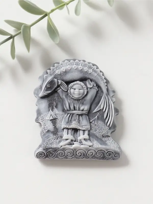 Магнит "С осетром" (барельеф) , 7,5см