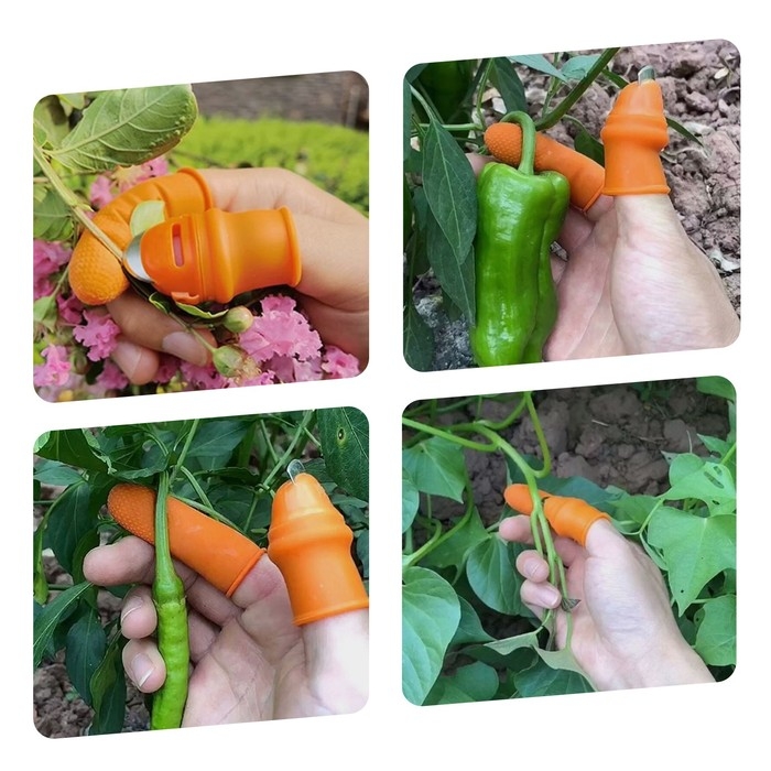 Напальчник с лезвием + 1 напальчник с металлической оплёткой, для сбора урожая, Greengo