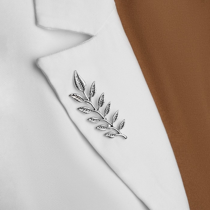 Набор значков (2 шт.) для воротника «Веточки», цвет серебро Набор значков (2 шт.) для воротника «Веточки», цвет серебро