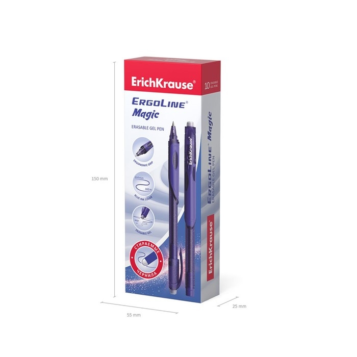 Ручка со стираемыми чернилами гелевая ErichKrause ErgoLine Magic, узел 0.5 мм, чернила синие, длина линии письма 300 метров Ручка со стираемыми чернилами гелевая ErichKrause ErgoLine Magic, узел 0.5 мм, чернила синие, длина линии письма 300 метров