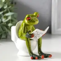 Сувенир полистоун лак "Лягушонок на унитазе с журналом" 10,5х6х10,5 см