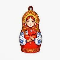 Елочная игрушка деревянная &laquo;Матрешка&raquo;, 48&times;99 мм