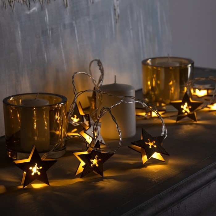 Гирлянда «Нить» 2.5 м с насадками «Звезда», IP20, прозрачная нить, 10 LED, батарейки AAх2 (нет в комплекте), свечение тёплое белое Гирлянда «Нить» 2.5 м с насадками «Звезда», IP20, прозрачная нить, 10 LED, батарейки AAх2 (нет в комплекте), свечение тёплое белое