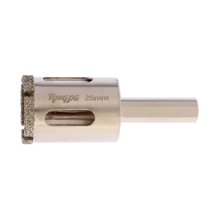 Сверло алмазное по стеклу и керамике ТУНДРА, трехгранный хвостовик, 25&times;65 мм