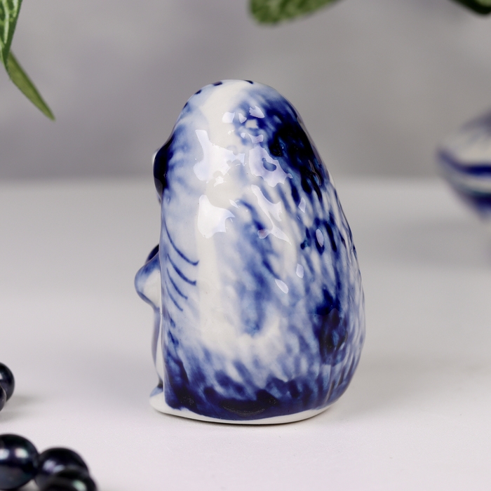 Сувенир гжель «Ёжик Фима», бело-синий,керамика, Сувенир гжель «Ёжик Фима», бело-синий,керамика,
