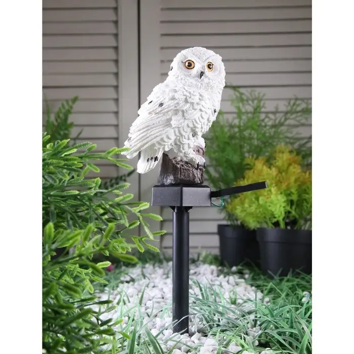 Садовый светильник &laquo;Полярная сова&raquo;, уличный, на солнечной батарее, 45 см, 1 LED, свечение тёплое белое