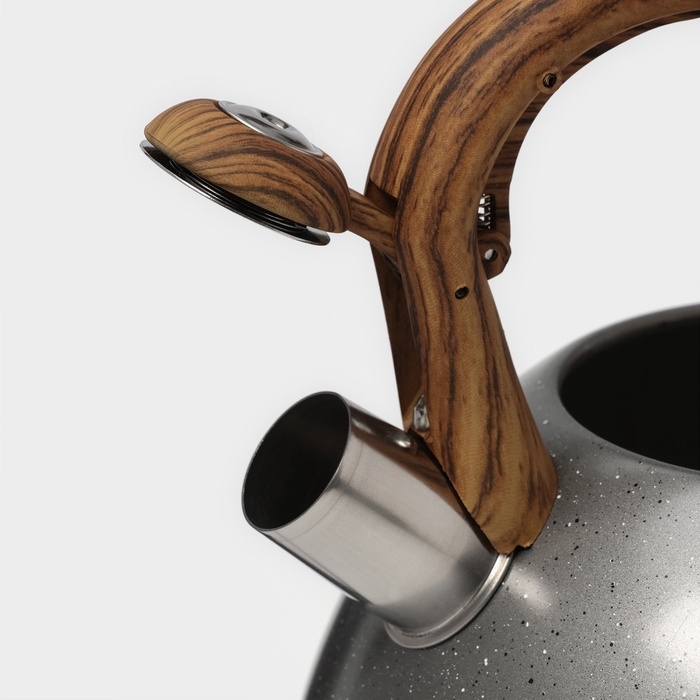 Чайник со свистком из нержавеющей стали Magistro Stone, 2,7 л, ручка soft-touch, индукция, цвет серый Чайник со свистком из нержавеющей стали Magistro Stone, 2,7 л, ручка soft-touch, индукция, цвет серый