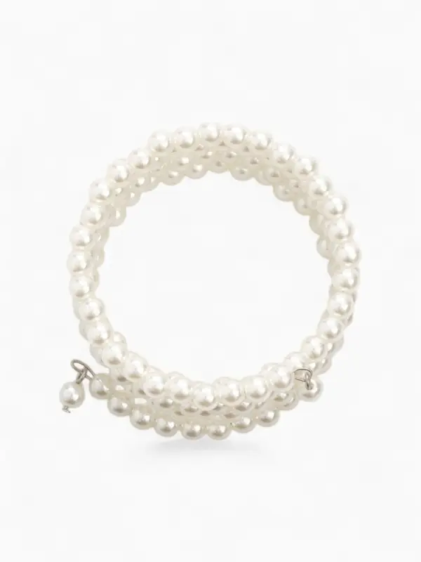 Браслет пружинка &laquo;Жемчуг. Невеста&raquo;, d=5.5 см, бусина 5 мм, 4 ряда, цвет молочный