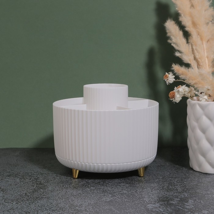 Органайзер для хранения «ENJOY», 5 секций, 14,5 × 14,5 × 12 см, цвет белый/золотистый Органайзер для хранения «ENJOY», 5 секций, 14,5 × 14,5 × 12 см, цвет белый/золотистый