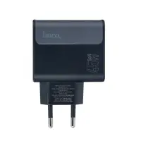 Переходник сетевого зарядного устройства на Type-C PD45W + USB QC3.0  CS74A HOCO черный