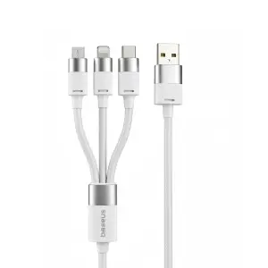Кабель 3 в 1 Micro + Lightning + Type-C 3.5A 1.2m Fast Charging Baseus белый CAXS000002
