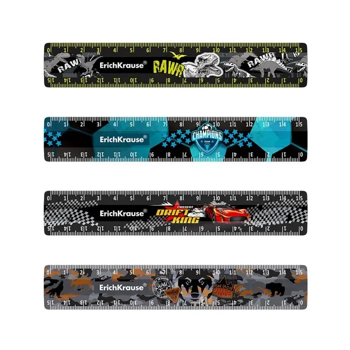 Линейка 15 см дизайн ErichKrause, микс из 4 дизайнов, в коробке-дисплее (boy) Линейка 15 см дизайн ErichKrause, микс из 4 дизайнов, в коробке-дисплее (boy)