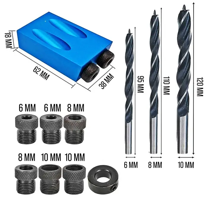 Набор для засверливания под углом 15&deg; ТУНДРА, по дереву, 6-8-10 мм