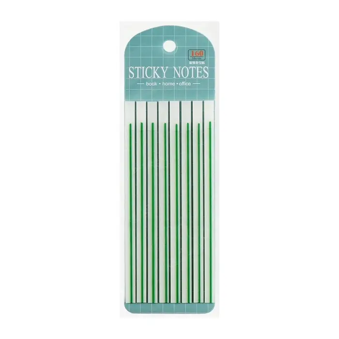 Блок-закладка с липким краем, зелёный, 8 блоков по 20 штук, 140&times;6 мм, пластиковые