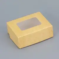 Контейнер на вынос, с окном, крафт, 10×8×3.5 см Контейнер на вынос, с окном, крафт, 10×8×3.5 см