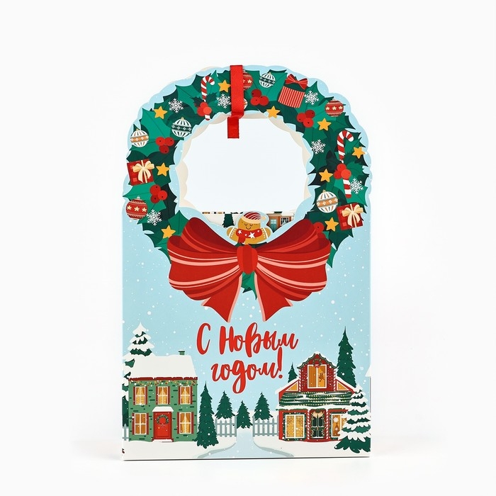 Коробка новогодняя складная «Новогодний город» 18.4 х 30.4 х 7.3 см, Новый год Коробка новогодняя складная «Новогодний город» 18.4 х 30.4 х 7.3 см, Новый год