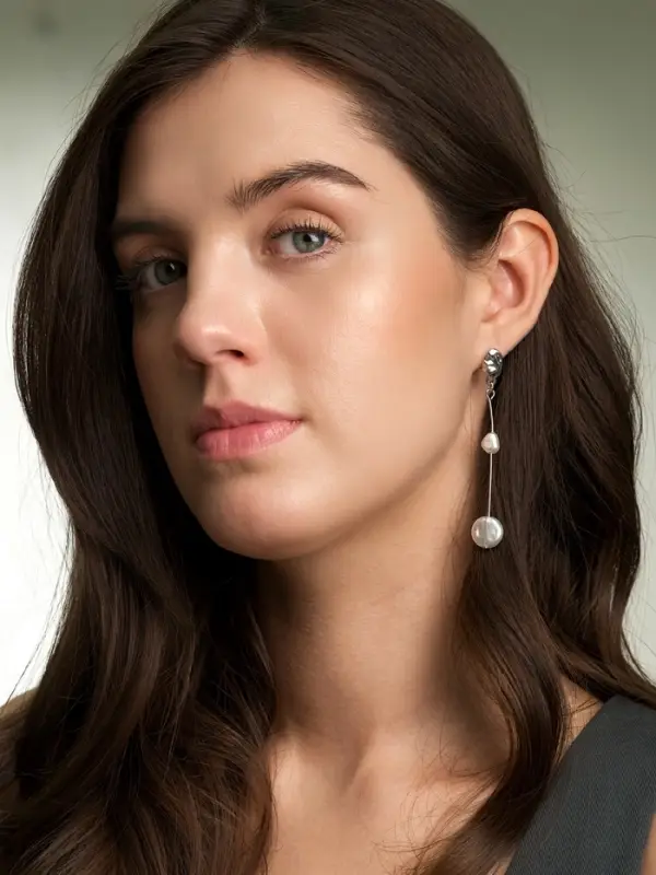 Серьги жемчуг &laquo;Корейский стиль&raquo;, белые в серебре