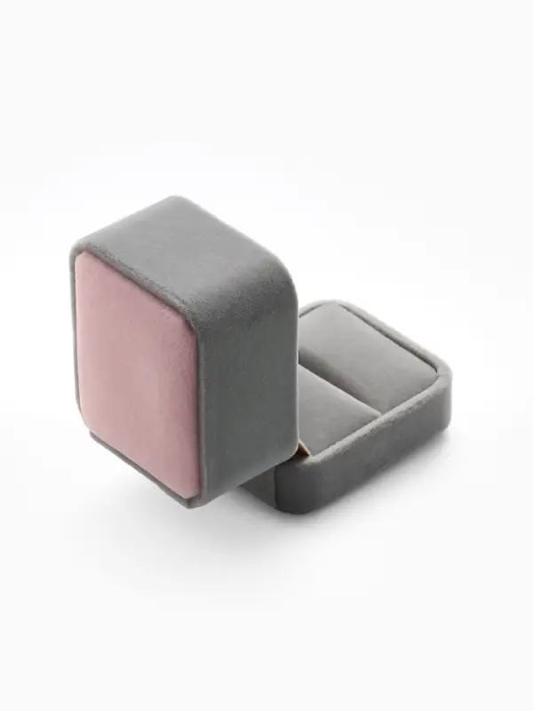Футляр под кольцо, серьги &laquo;Геометрия&raquo;, бархатный, 5&times;5.5 см (&plusmn; 1 см), серо-розовый