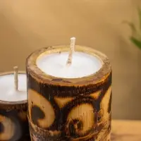 Свеча в бамбуке тройная, 14×13×30 см, 100 мл, коричневая