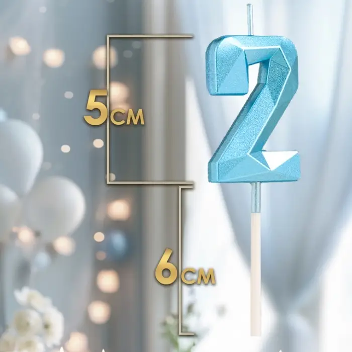 Свеча в торт на шпажке «Алмаз», цифра 2, голубая, 5 см Свеча в торт на шпажке «Алмаз», цифра 2, голубая, 5 см