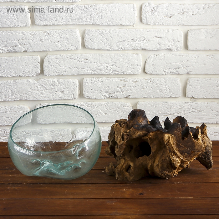 Вазон стекло на дереве  Вазон стекло на дереве "Забота" 20х25х25 см, МИКС