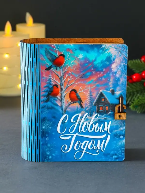 Новогодняя копилка-шкатулка Новогодняя копилка-шкатулка "С новым годом" 14х12х5 см