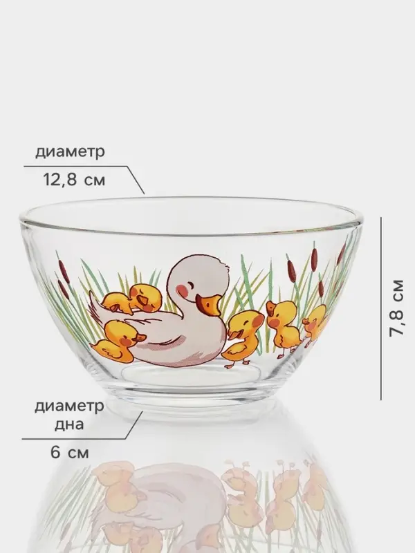 Набор детской посуды &laquo;Утята&raquo;, 3 предмета: кружка, салатник, тарелка, стекло, прозрачный